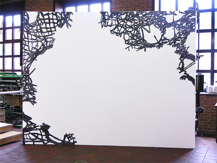 La peau du vent dessin - pierre noire 245 x 322 x 60 cm