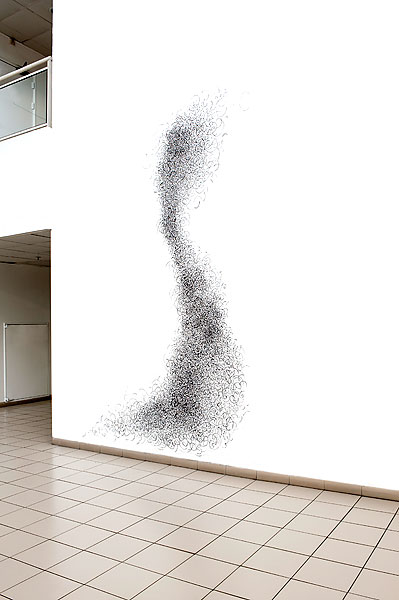 L'envolée du vent 1 dessin - encre 400 x 150 cm