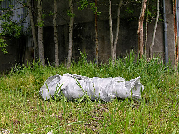 Le rouleau du vent métal, toile aluminium 180 x 48 x 45 cm